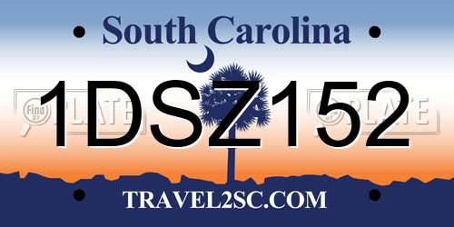 1DSZ152 South Carolina License Plate