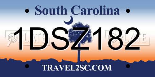 1DSZ182 South Carolina License Plate