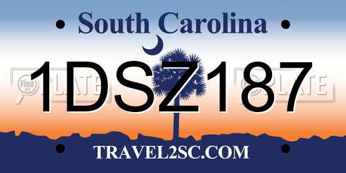 1DSZ187 South Carolina License Plate