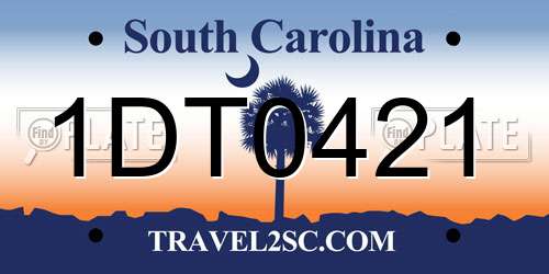 1DT0421 South Carolina License Plate