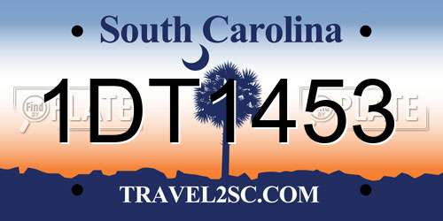 1DT1453 South Carolina License Plate