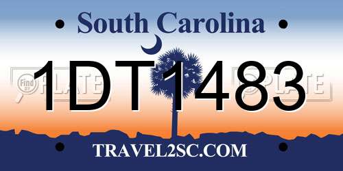 1DT1483 South Carolina License Plate