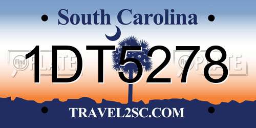 1DT5278 South Carolina License Plate