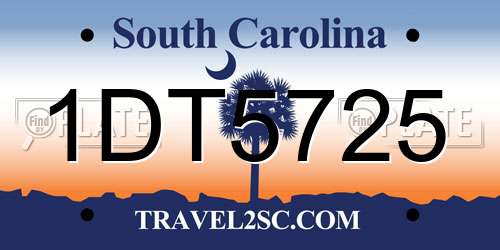 1DT5725 South Carolina License Plate