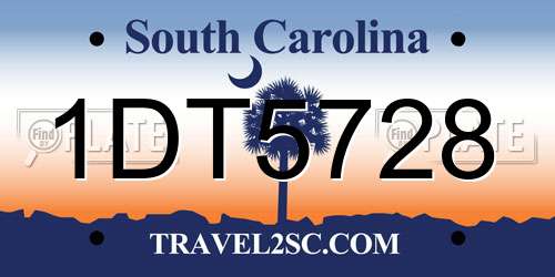 1DT5728 South Carolina License Plate
