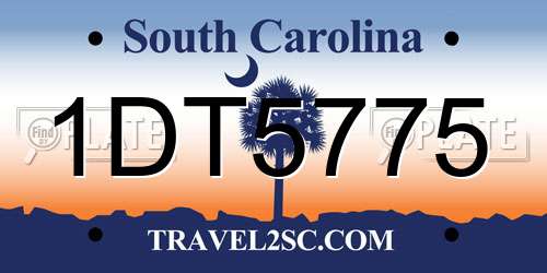 1DT5775 South Carolina License Plate