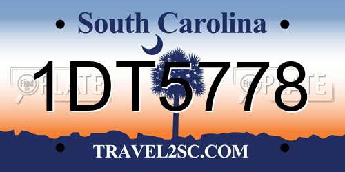 1DT5778 South Carolina License Plate