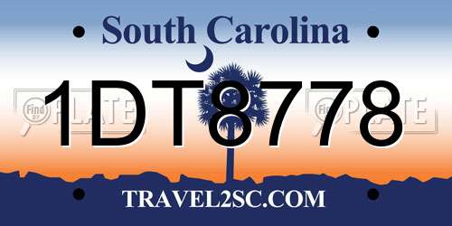 1DT8778 South Carolina License Plate