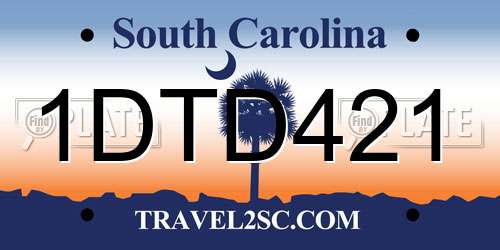 1DTD421 South Carolina License Plate