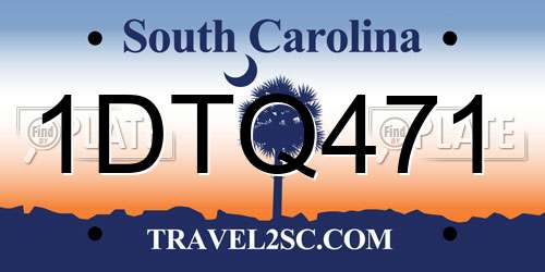 1DTQ471 South Carolina License Plate