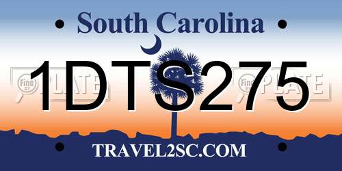 1DTS275 South Carolina License Plate
