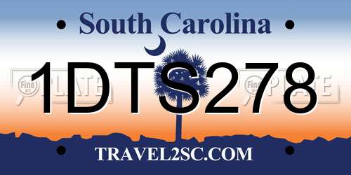 1DTS278 South Carolina License Plate
