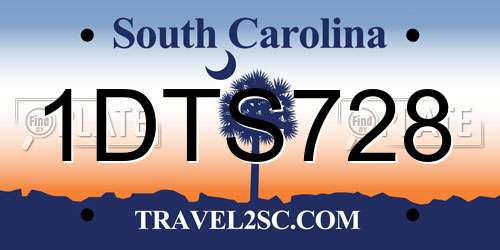 1DTS728 South Carolina License Plate