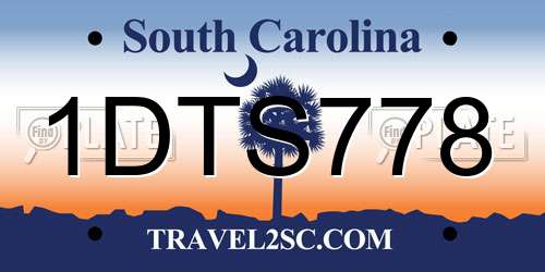 1DTS778 South Carolina License Plate