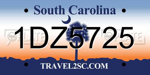 1DZ5725 South Carolina License Plate