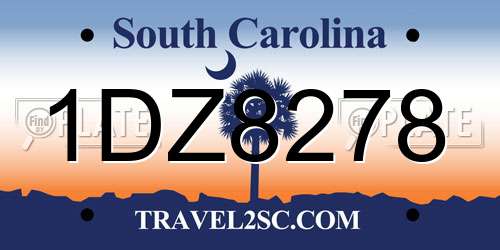 1DZ8278 South Carolina License Plate