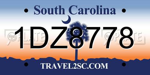 1DZ8778 South Carolina License Plate