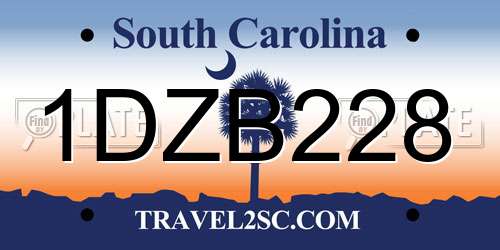 1DZB228 South Carolina License Plate