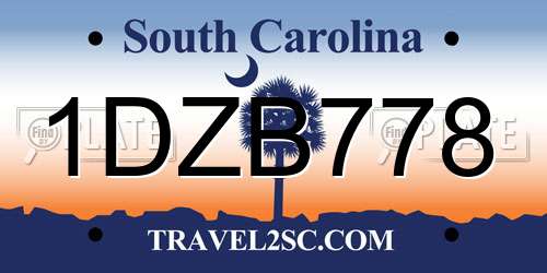 1DZB778 South Carolina License Plate