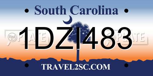 1DZI483 South Carolina License Plate