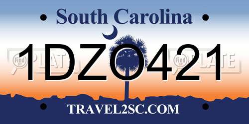 1DZO421 South Carolina License Plate