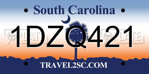 1DZQ421 South Carolina License Plate
