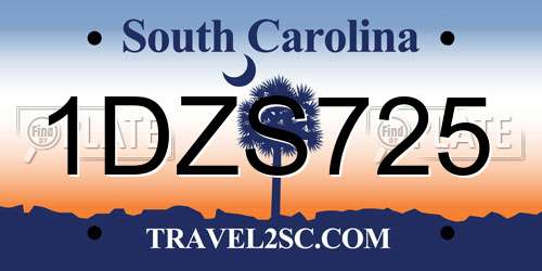 1DZS725 South Carolina License Plate