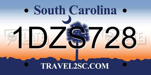 1DZS728 South Carolina License Plate