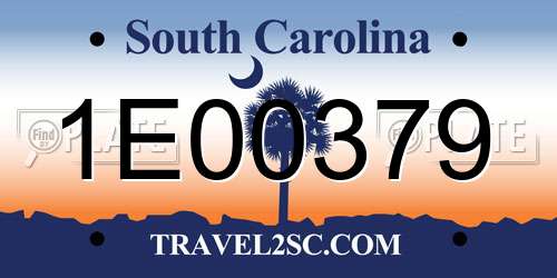 1E00379 South Carolina License Plate
