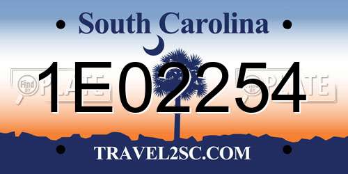 1E02254 South Carolina License Plate
