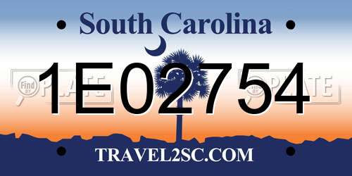1E02754 South Carolina License Plate