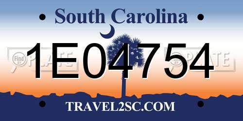 1E04754 South Carolina License Plate