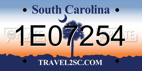 1E07254 South Carolina License Plate