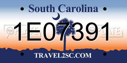 1E07391 South Carolina License Plate