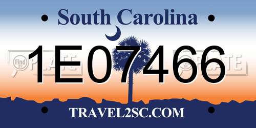 1E07466 South Carolina License Plate