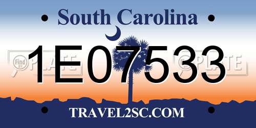 1E07533 South Carolina License Plate