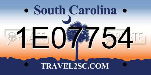 1E07754 South Carolina License Plate