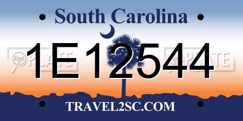 1E12544 South Carolina License Plate