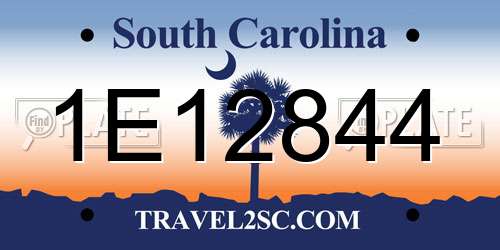 1E12844 South Carolina License Plate