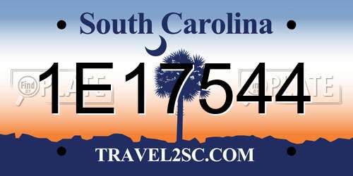 1E17544 South Carolina License Plate