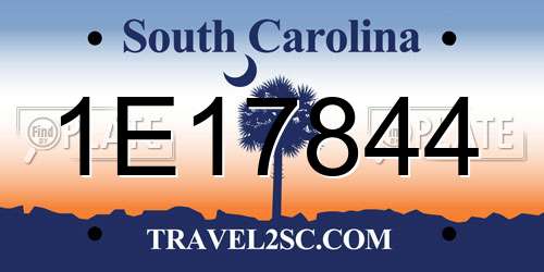1E17844 South Carolina License Plate