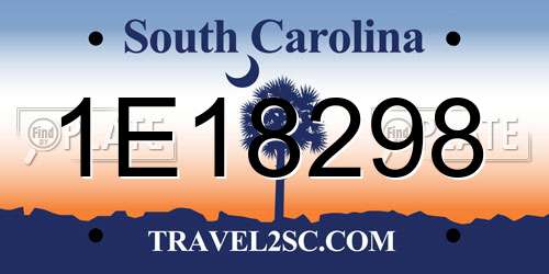 1E18298 South Carolina License Plate