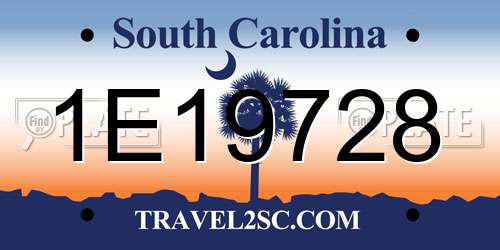 1E19728 South Carolina License Plate