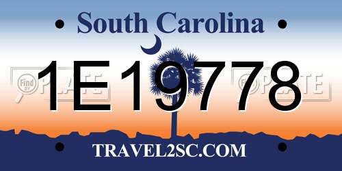 1E19778 South Carolina License Plate