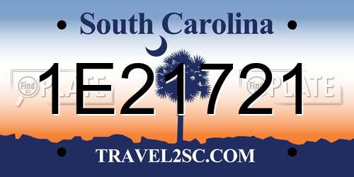 1E21721 South Carolina License Plate