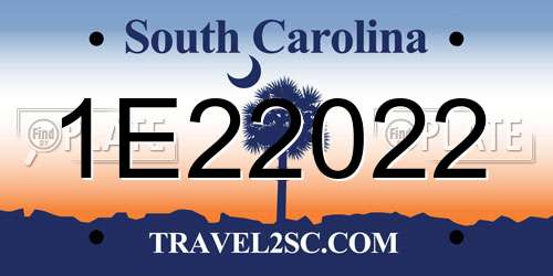 1E22022 South Carolina License Plate