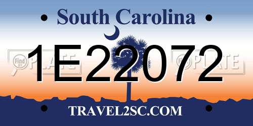 1E22072 South Carolina License Plate