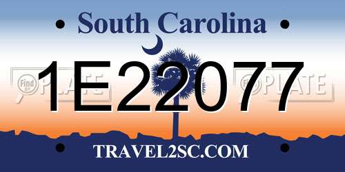 1E22077 South Carolina License Plate