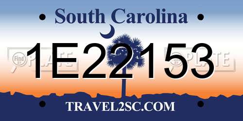 1E22153 South Carolina License Plate