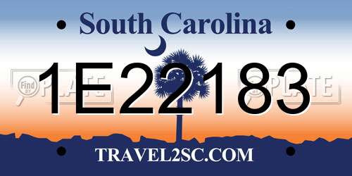 1E22183 South Carolina License Plate